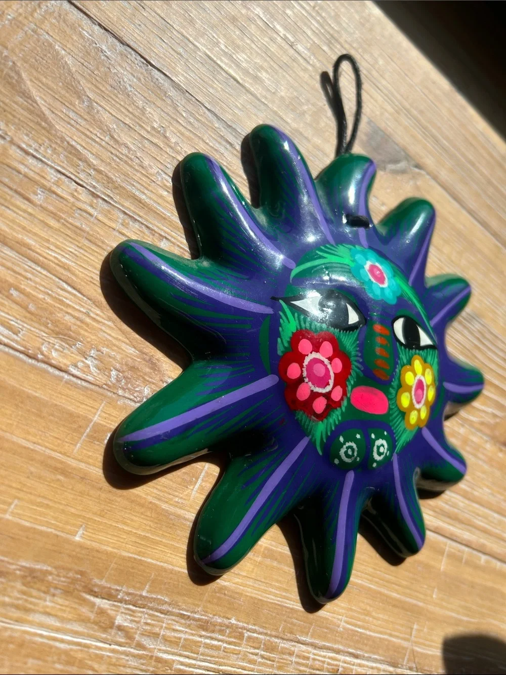 Mexican Folk Art Sun Hand Painted Wall Decor